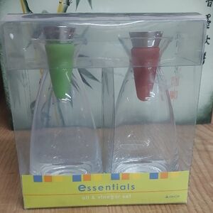Essentials Oil & Vinegar Set with Green and Red Tops